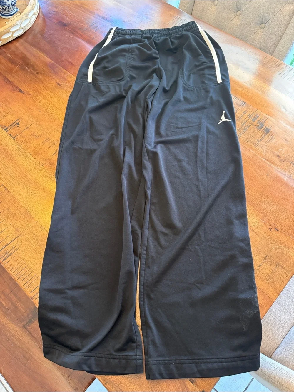 Jordan Men’s Black Sweatpants with White Side Stripes Size Medium